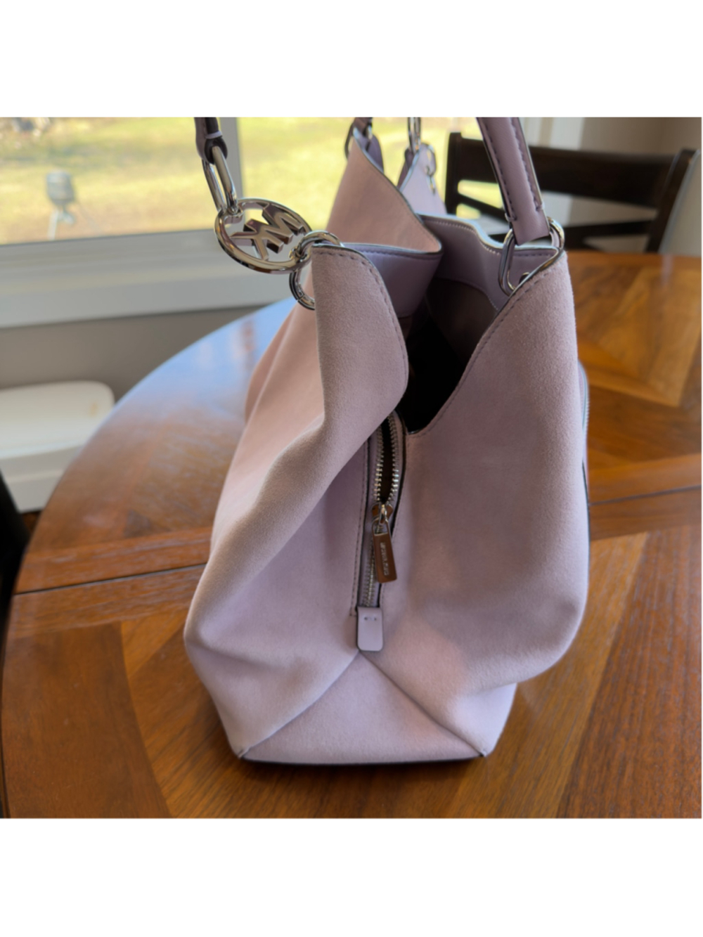 NWOT Women's Michael Kors Christina Large Shoulder Bag Suede LT Quartz SKU772 - Picture 7 of 12